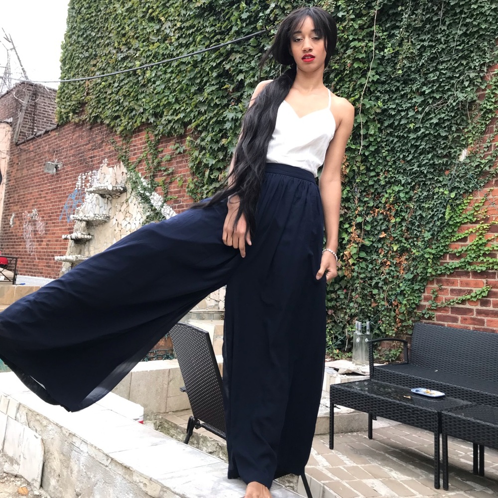 Blue and white one piece jumpsuit